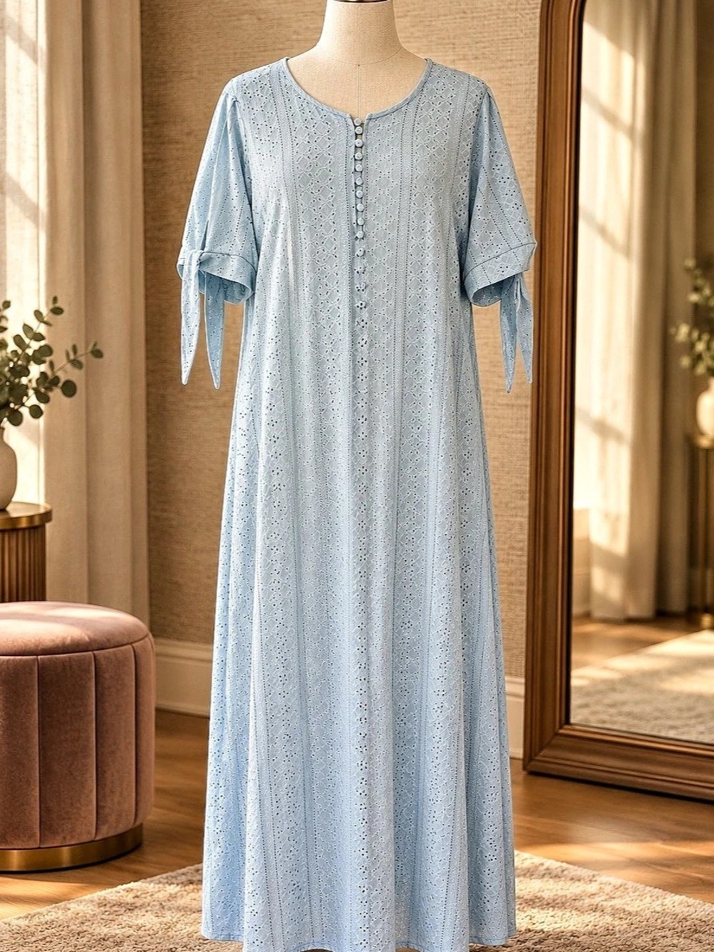 Blue Eyelet Maxi Dress Size XL NWOT
